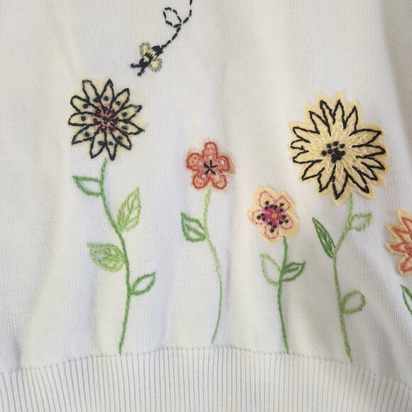 Vintage Alfred Dunner L Floral Embroidered Sweater Shirt - Picture 2 of 7